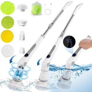 4 in 1 elektrik Spin Scrubber temizleme fırçası ile 8 değiştirilebilir fırça kafaları ve ayarlanabilir ayrılabilir kolu temizler - Product Image 1