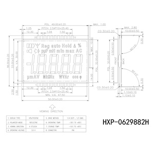 4 haneli 7 segmentli ekran yansıtıcı lcd ekran 2.3 inç beyaz 7 segment gerilim ölçer uygulaması 22 pin konnektör