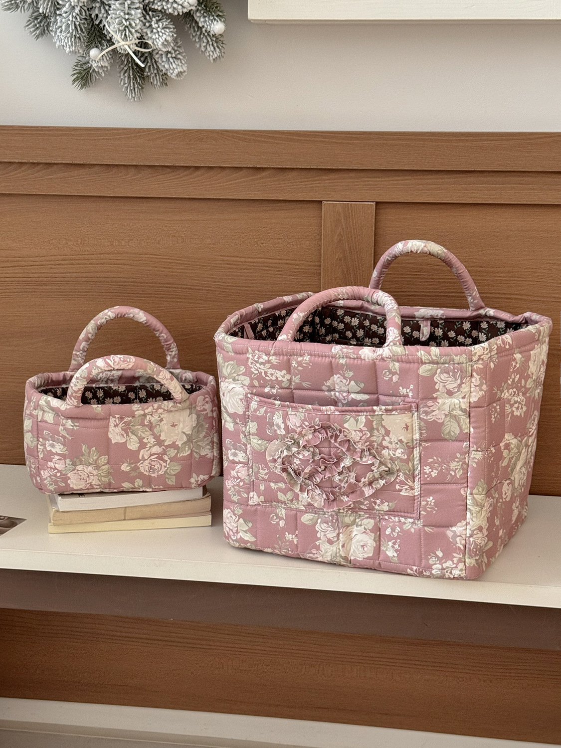 Série de grands parterres de fleurs-panier de rangement-rose