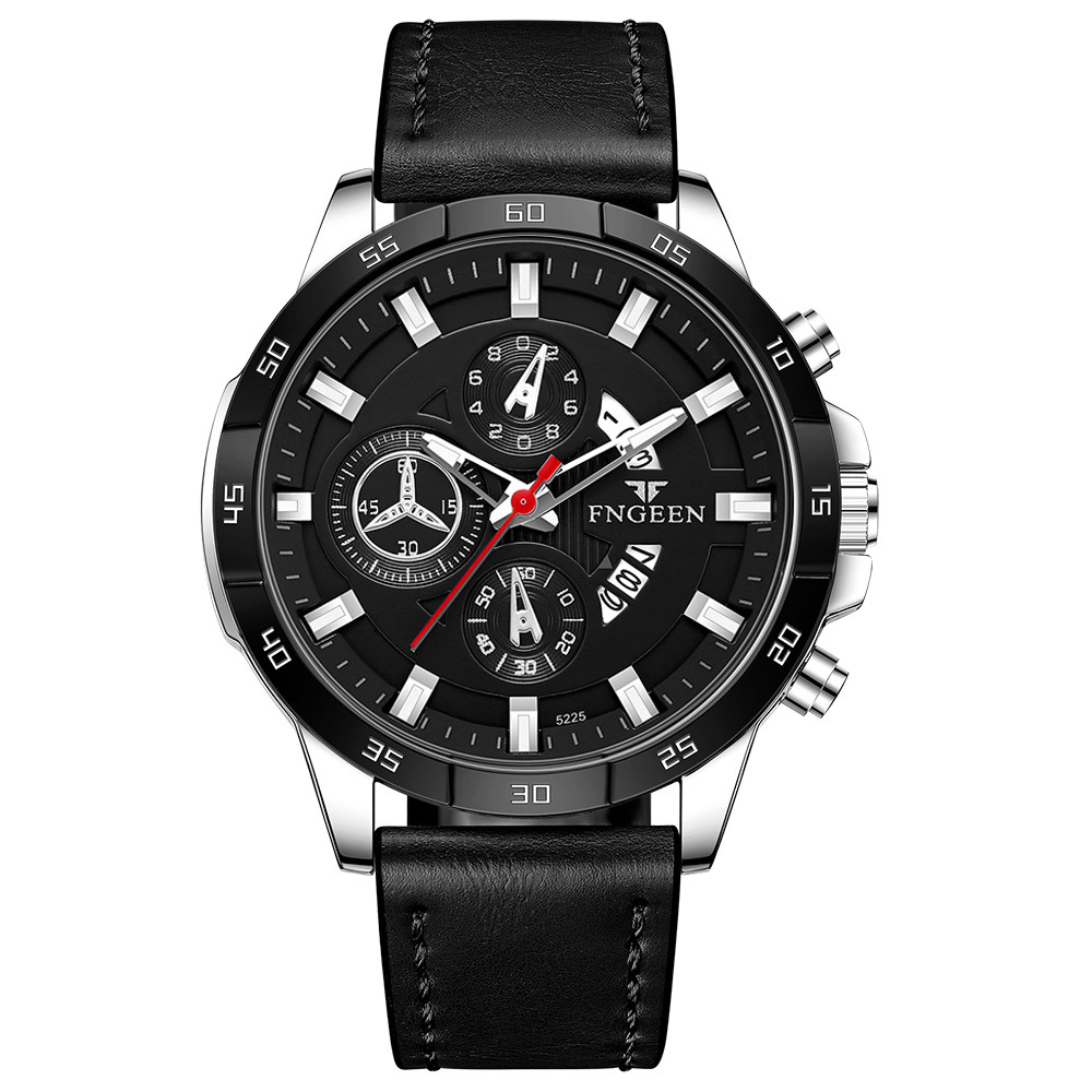 Leather Silver Black