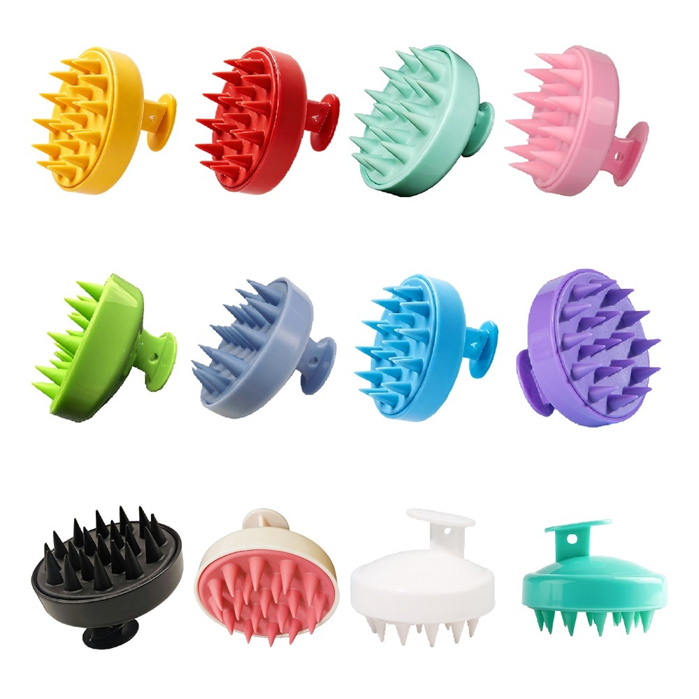 Masajeador de cuero cabelludo de silicona personalizado, cepillo de champú, cepillo para el cabello, cuidado