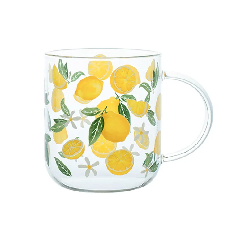Caneca de vidro criativa para presente, copo resistente para chá e cerveja, copo de café e árvore de limão