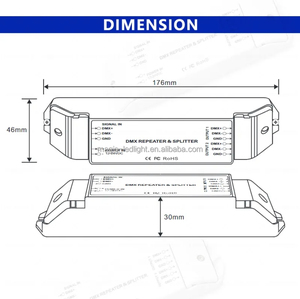 Divisor de repetidor de señal LED Dmx, DC 12V 24V, DMX512/1990, 1 entrada a 2 salidas, extensor para tira de luz de píxeles LED DMX512 - Product Image 2