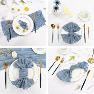 Rustic Dusty Blue <strong>Napkins</strong> <strong>20x20</strong> Inch Gauze Cheesecloth <strong>Napkins</strong> for Wedding Party Polyester Cheese Cloth Dinner Table <strong>Napkin</strong> - Product Image 4