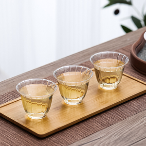 花形玻璃茶杯80毫升玻璃杯透明圆形小透明一次性塑料PS茶咖啡果汁杯