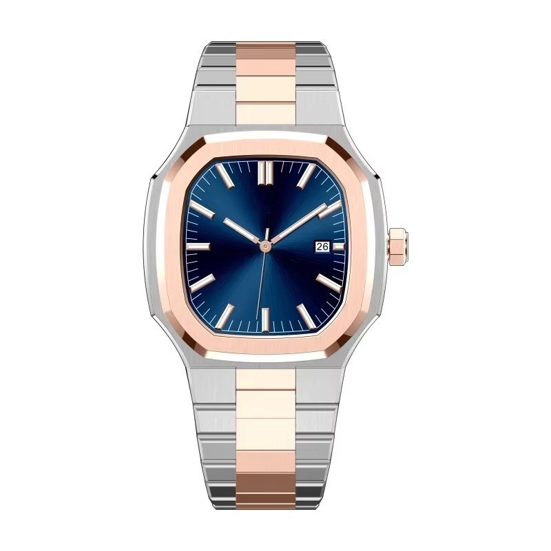 Due toni argento oro rosa cassa blu quadrante