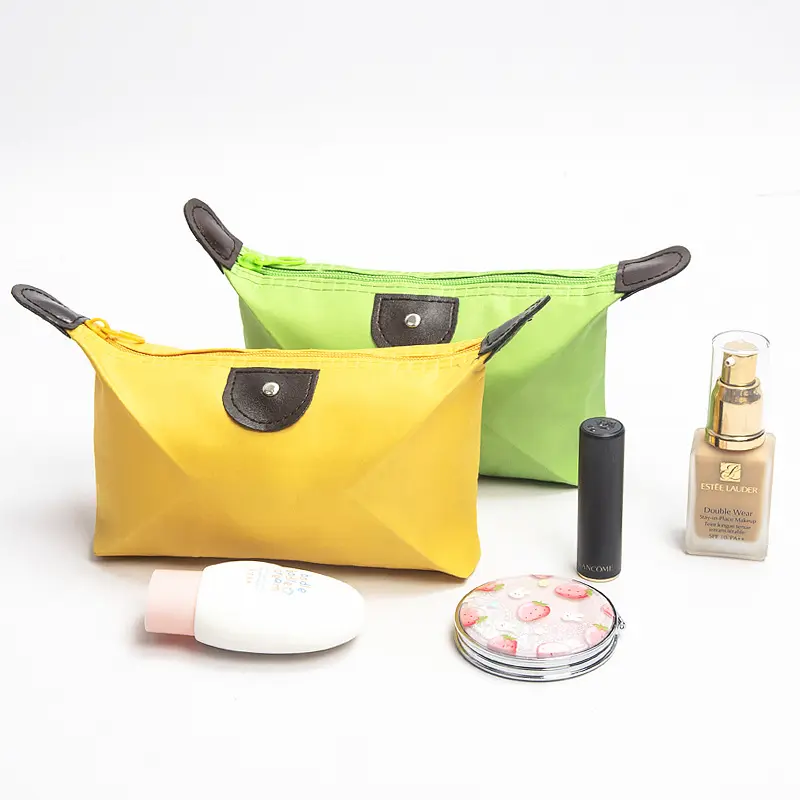 Sac à cosmétiques pliable avec Logo personnalisé, pochette de maquillage de couleur bonbon pour voyage