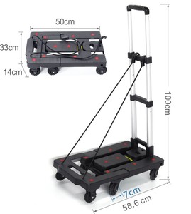 荷物用の7輪ヘビーデューティドリーを備えた拡張可能な折りたたみ式ハンドトラック、旅行ショッピング引越オフィス
