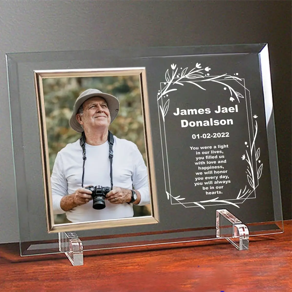Forever In Heart Glass Picture Memorial Photo Frame