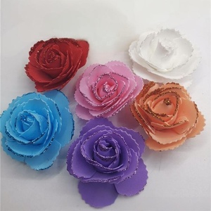 Mới 7cm hoa hồng Đầu răng cưa bột vàng cạnh bọt hoa hồng nhà trang trí đám cưới tự làm Hoa Bóng làm vật liệu - Product Image 5
