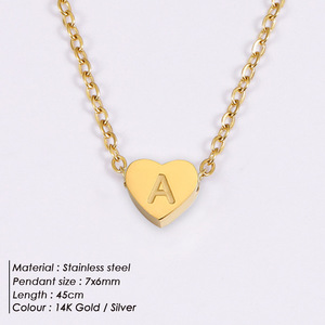Vòng Cổ Thép Không Gỉ Vòng Cổ Chữ Cái Đầu Tiên 26 Trái Tim Vòng Cổ Mặt Dây Chuyền Chữ Vàng 18K Quà Tặng Cho Nữ - Product Image 3