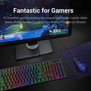 Redragon S107 RGB Teclado luminoso con cable Ratón Red Dragon Gaming Suite Laptop Anti-Ghosting 3 teclas Mini tipo USB Juegos de computadora - Product Image 2