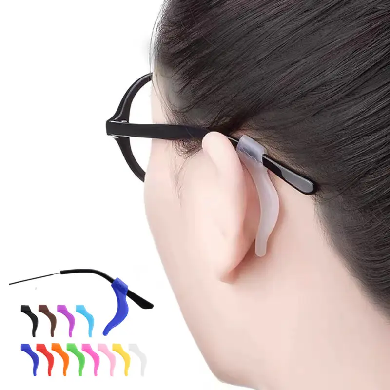 Soporte antideslizante de silicona para gafas, gancho para las orejas, punta de cristal