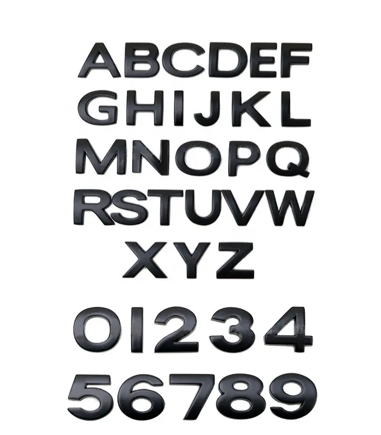 Letras do alfabeto da prata do cromo do metal 3d, adesivos automotivos, decoração, letras e números