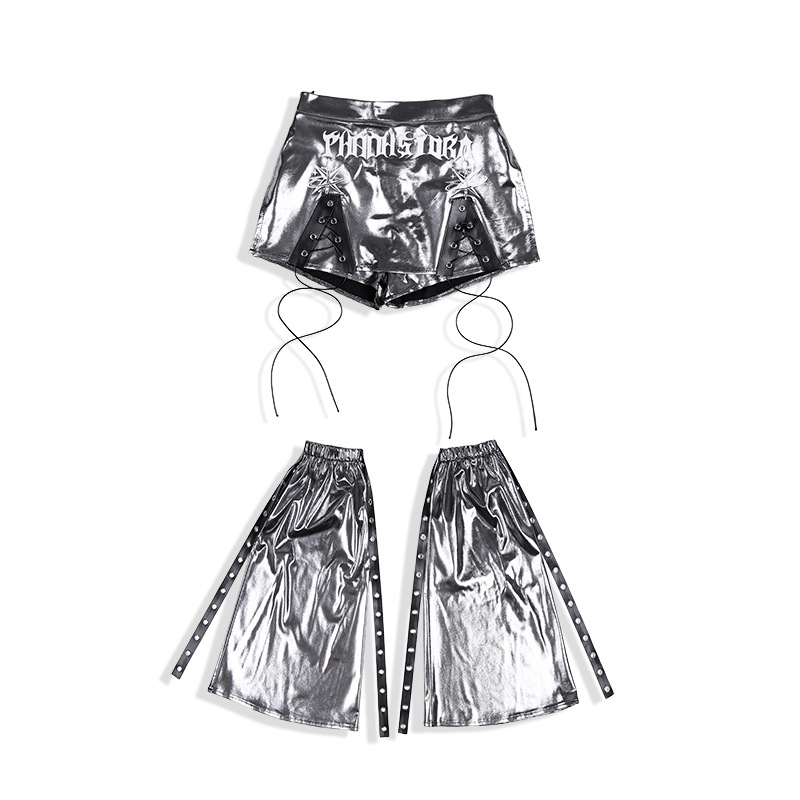 silver shorts + leg sleeves