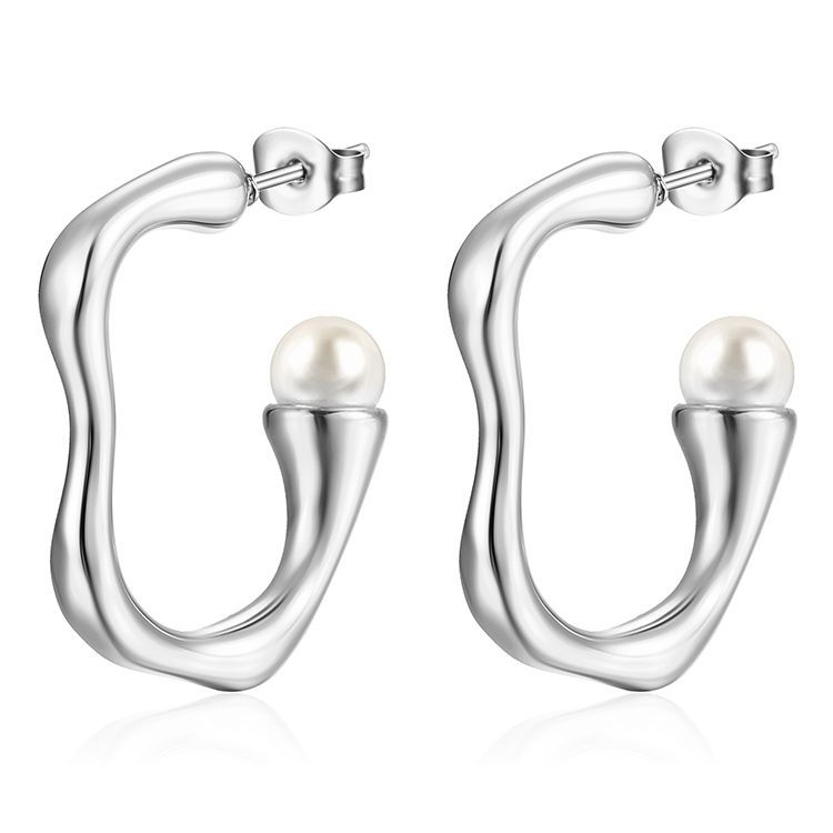 Boucles d'oreilles en acier serties de perles