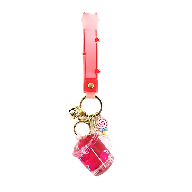 OEM Custom Printed Acrylic Keychain Cartoon Kawaii Liquid Floating Key Chain Bag Keychain Key Ring