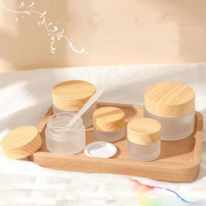 1oz 2oz 10g 30g 50g 60g 100g lüks mini küçük 100ml boş ahşap krem buzlu ucuz kozmetik cam kavanoz bambu kapaklı - Product Image 5