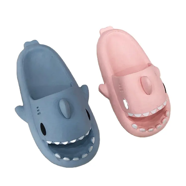 어린이와 성인을 위한 다채로운 상어 슬리퍼, 여름 집 미끄럼 방지 냄새 방지 똥 밟기, 목욕 슬리퍼