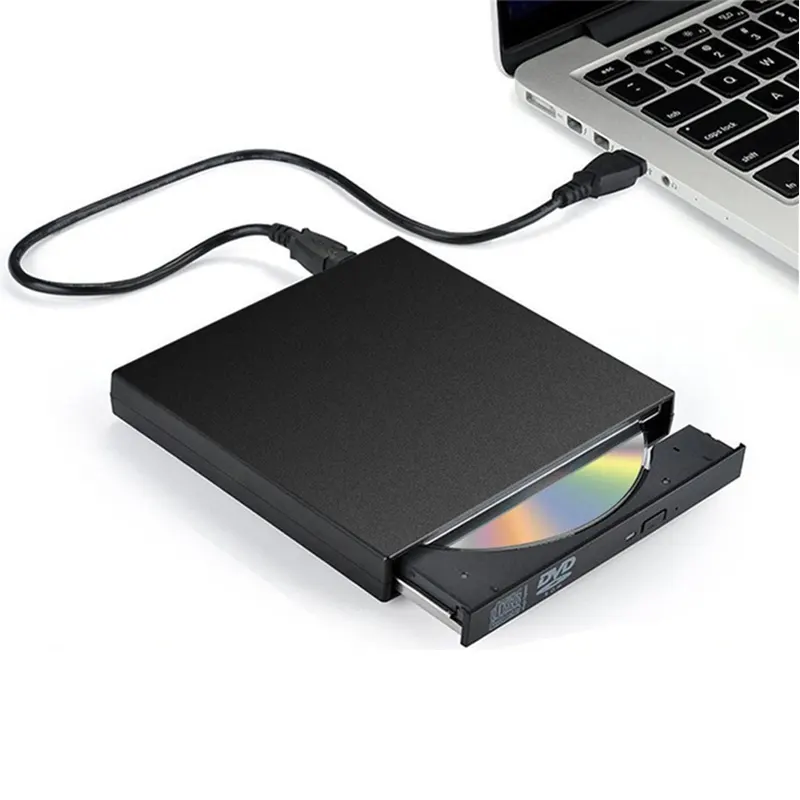 DVD Drive eksternal portabel, Drive optik USB 2.0 pemutar CD RW CD-RW perekam Drive eksternal portabel untuk Macbook Laptop komputer PC Windows 7/8
