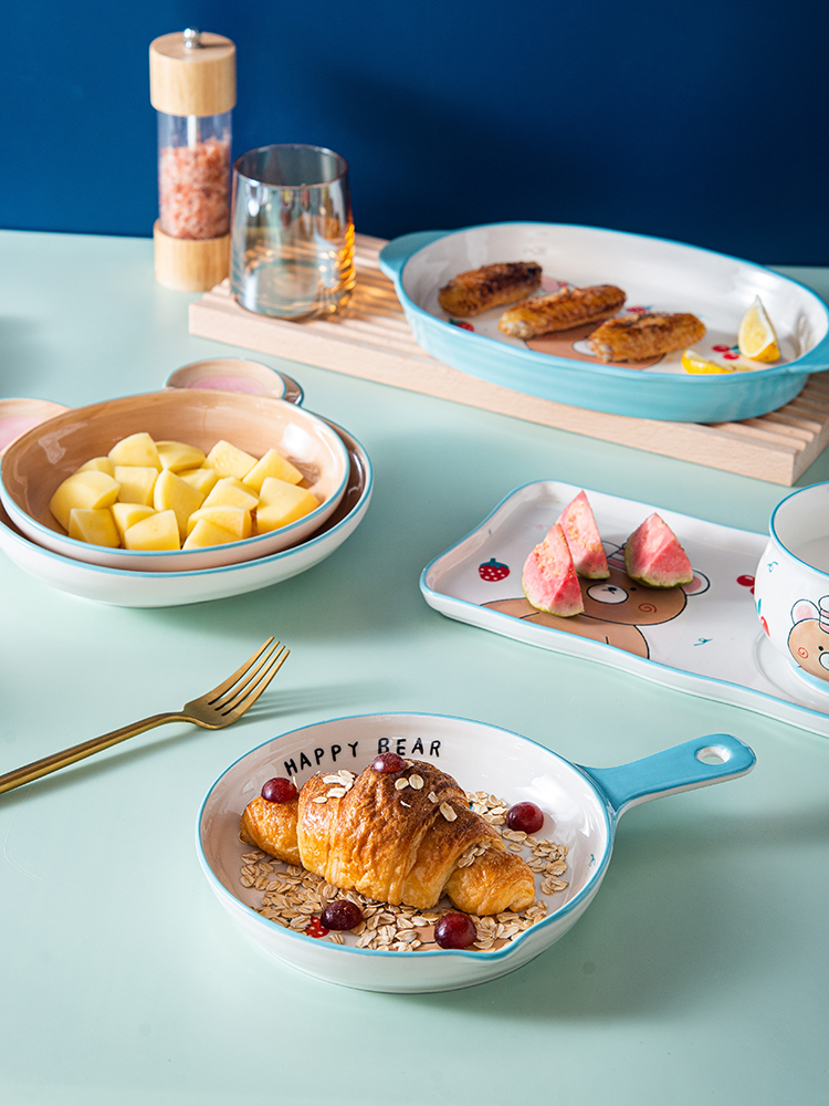 Hot sale little bear decal promotion ceramic porcelain China gift bake dish bakeware bowl plate soup bowl set dinnerware sets