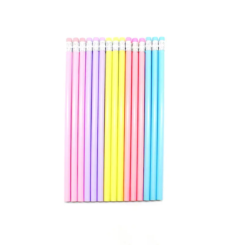 Papeterie promotionnelle bon marché crayon à dessin pour enfants Macaron couleur crayon HB en bois standard avec LOGO Laser personnalisé