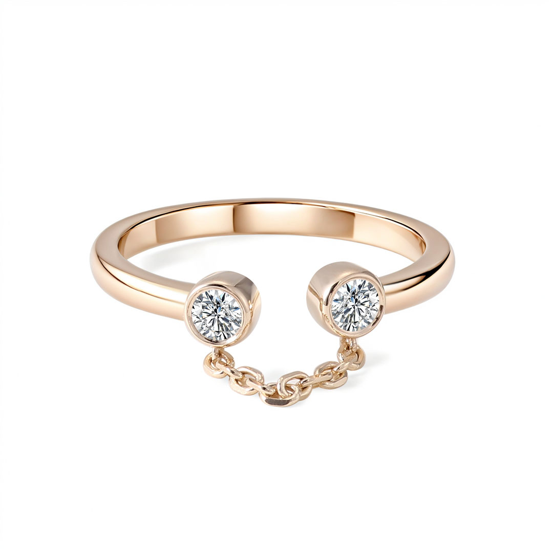 Bague en or 14 carats avec diamant de laboratoire