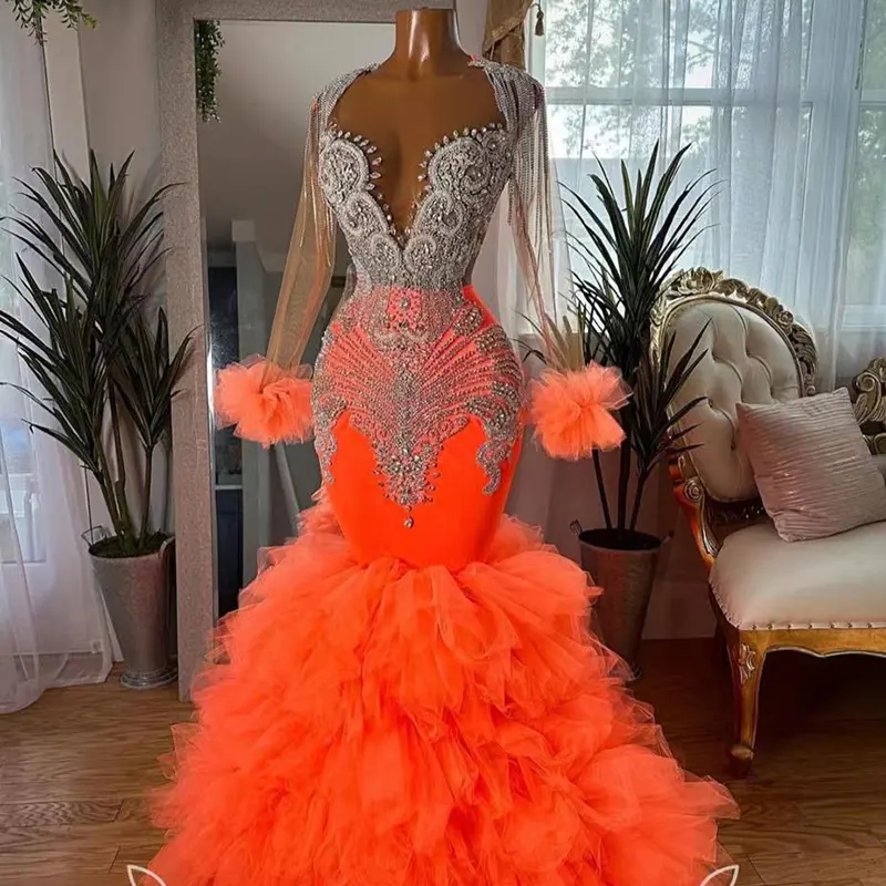 NOVANCE Y3654 vestido de tendencia 2024 recién llegados vestido de graduación naranja vestidos de cumpleaños mujeres sexy diamantes de imitación