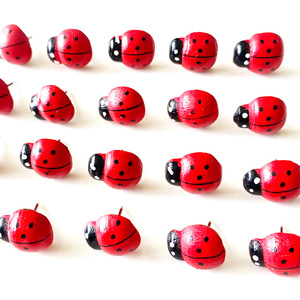 Özelleştirilmiş fabrika ahşap uğur böceği Pushpins yaratıcı Pushpin mantar kurulu basın çivi karikatür Beetle dekoratif Pushpin duvar çivi - Product Image 2