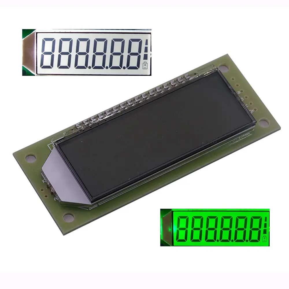 Single Chip Microcomputer 6-Bit 8-Field Code LCD LCD Screen Display Module with Decimal Point Battery Symbol White Backlight