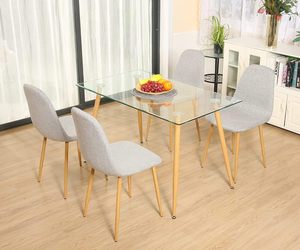 Juego de mesa de comedor de vidrio rectangular para 4 personas, mesa de centro de cocina, juego de comedor para el desayuno para el hogar, sala de estar y dormitorio