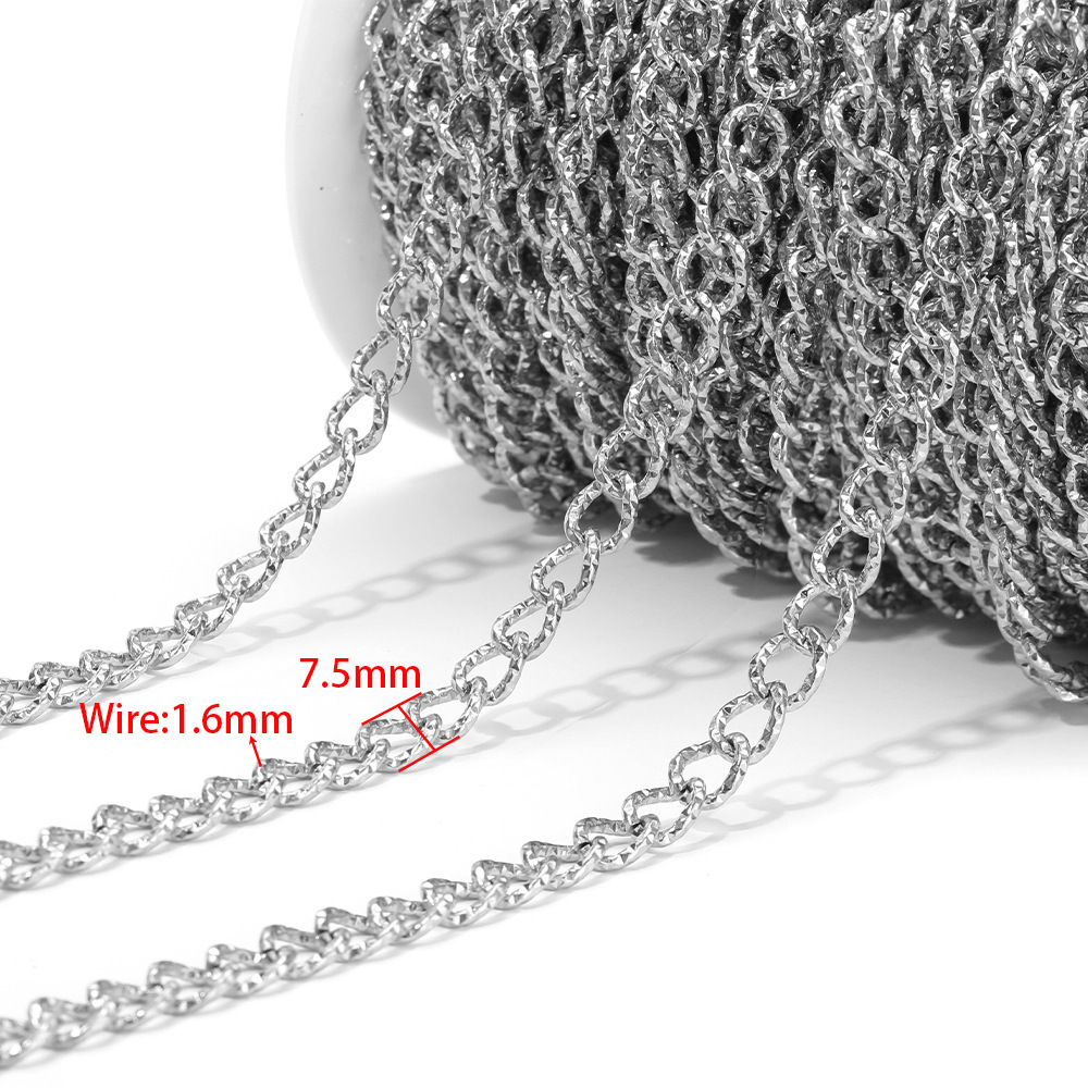 1.6mm wire diameter 7.5mm wide sideways star chain steel color