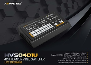 Avmatrix สวิตช์วิดีโออินพุต HDMI/DP,ใหม่ Micro 4ช่อง VMix สตรีมสด - Product Image 2