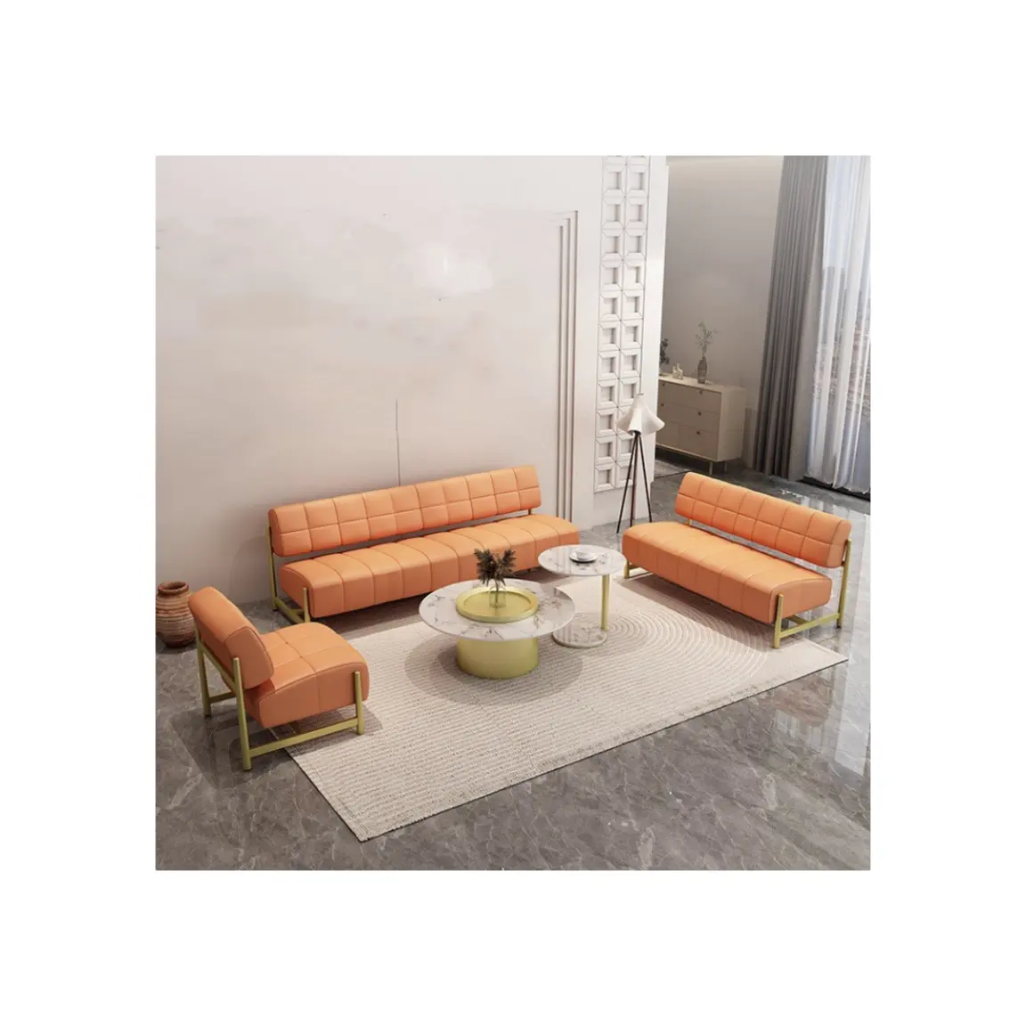 Sofa vải phong cách Bắc Âu lớn và nhỏ loại căn hộ phòng khách sofa Ba chỗ ngồi xuống sofa vải