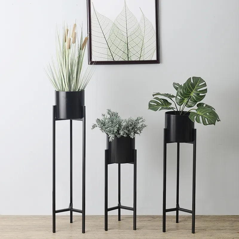 Macetas modernas de estilo nórdico para plantas, soporte de Metal para interior, para jardín y Casa, color dorado, blanco y negro