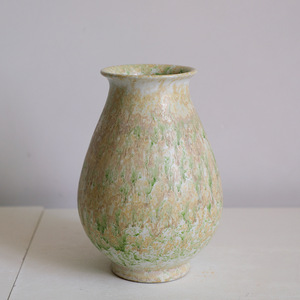 Jingdezhen Matte Texture Niche Flower Vase Table Small Flower <strong>Arrangemnt</strong> Ceramic Potteries Vase Sponge Speckled Beige Green