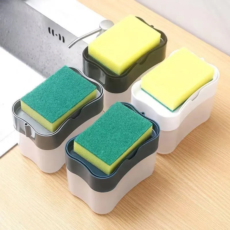 Detergent Presser Cleaning Pot Brush Kitchen Type Automatic Liquid Filling Box Scouring Pad Dish Brush Pot Artifact Soap Box