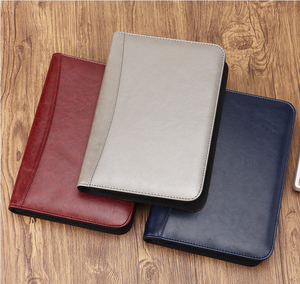 A5 6-ring Loose-leaf cuoio Business Notebook con una cerniera schede calcolatrice penna File essenziali per viaggi d'affari - Product Image 1