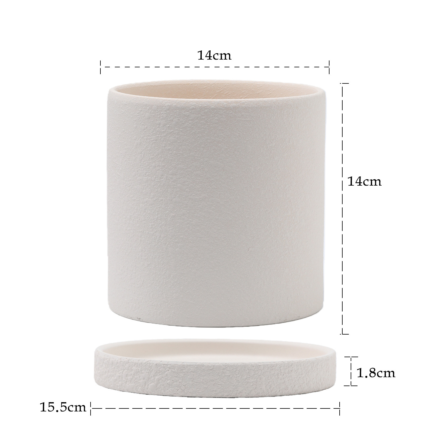 Straight cylindrical bisque clay slip textured surface-1414 cm