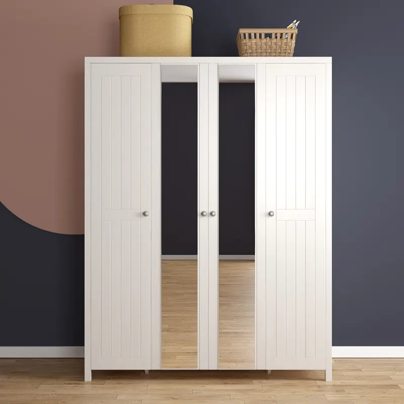 Coiffeuse d'angle blanche à 5 tiroirs avec tabouret et miroir pour chambre à coucher 2022 Offres Spéciales meubles de maison en bois moderne en bois