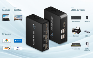 8K HDMI KVM开关2进1出8K 60Hz HDMI USB KVM切换器2x1，用于2 pc共享显示器鼠标键盘，带桌面控制器