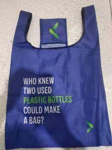 זול אישית מצורף פאוץ פוליאסטר לקפל קניות tote תיק עם מתקפל פאוץ