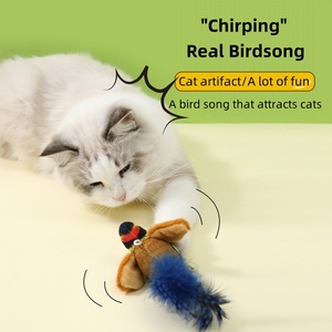 חם מכירת צעצוע חתול סימולציה חתול <span class=keywords><strong>catnip</strong></span> צ 'רפינג צעצועים כיף כיף ציפור אינטראקטיבי להקניט חתול מקל צעצועים