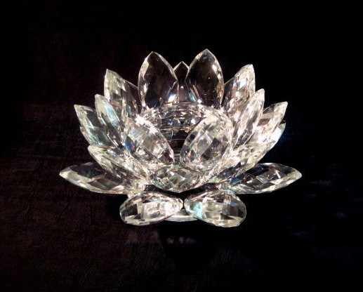Glass Lotus Flower Crystal Candle Holder MH-1893