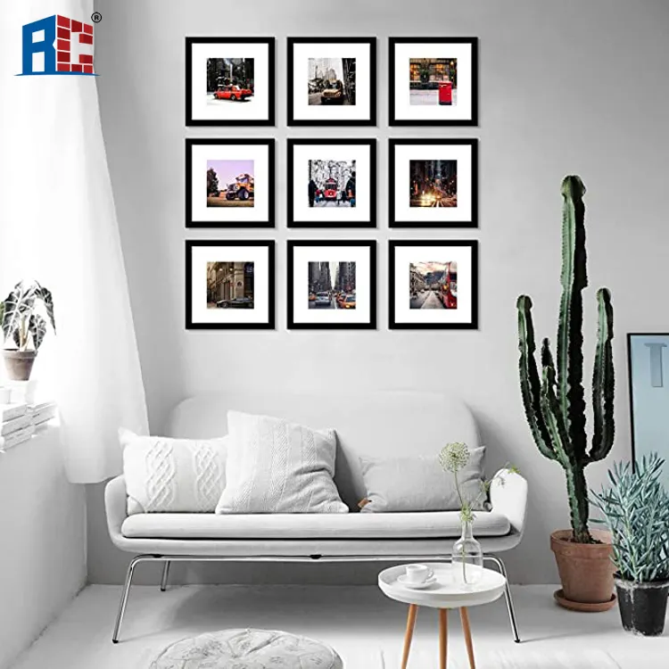 Marco de fotos cuadrado para pared, cuadro decorativo resticable, 8x8, negro y blanco, regalo de moda, nuevo estilo, 20x20