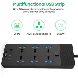 Opciones de enchufe múltiple Zócalo de extensión 6 salidas 4 puertos de carga USB Zócalos del cable de extensión de alimentación - Product Image 5