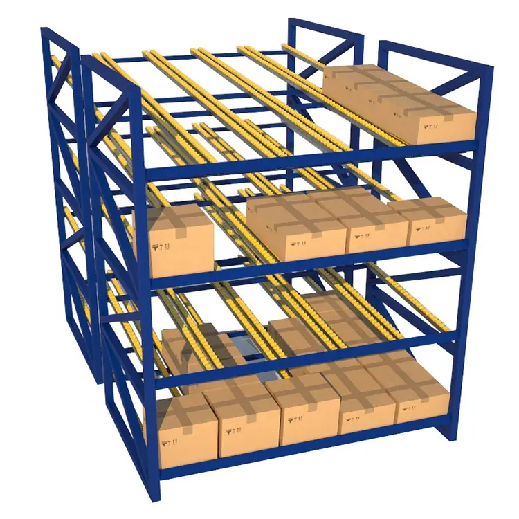 Système de support de carton d'écoulement de rouleau de gravité de stockage d'entrepôt pour logistique