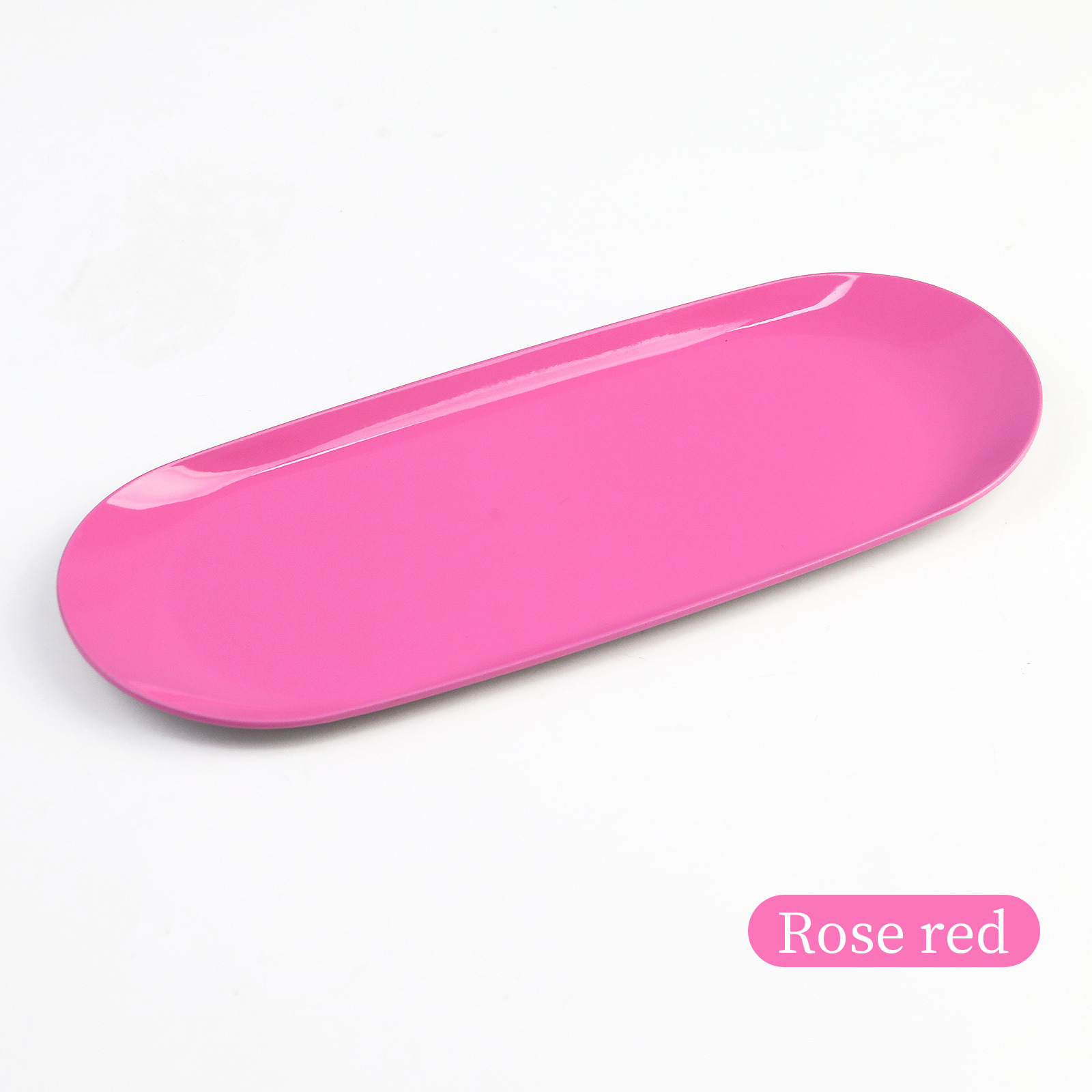 Plateau de rangement ovale rose rouge