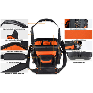 <strong>24</strong>-Pockets Hard-Based Hvac <strong>Tool</strong> <strong>Bag</strong> Open-Top Electrician Outdoor Work <strong>Tool</strong> Organizer <strong>Bag</strong>