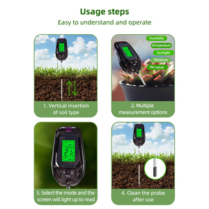 THE01859 Display LCD digitale 5 in 1 PH umidità luce solare umidità temperatura misuratore di umidità del suolo per giardino